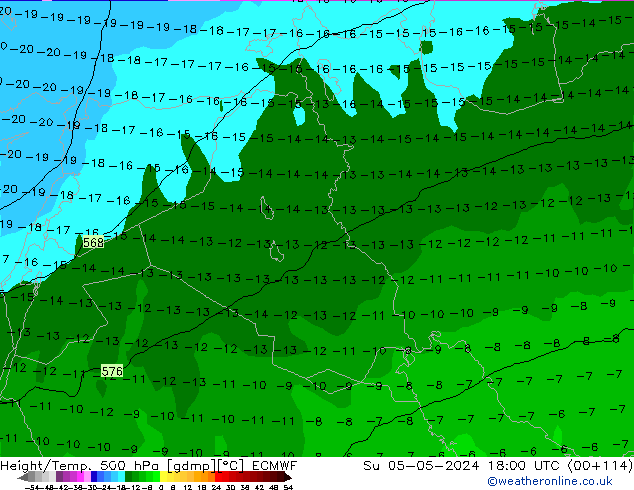 Z500/Rain (+SLP)/Z850 ECMWF Su 05.05.2024 18 UTC