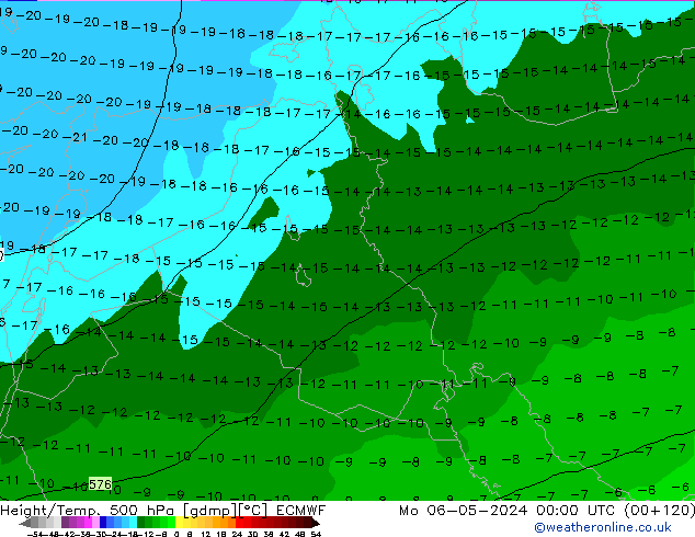 Z500/Yağmur (+YB)/Z850 ECMWF Pzt 06.05.2024 00 UTC