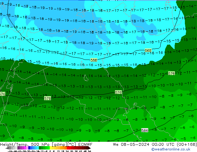 Geop./Temp. 500 hPa ECMWF mié 08.05.2024 00 UTC