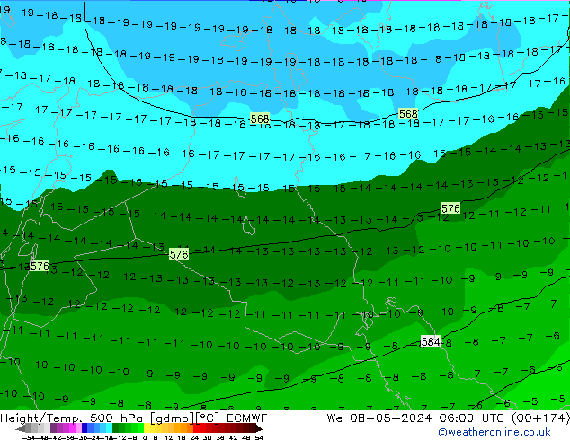 Geop./Temp. 500 hPa ECMWF mié 08.05.2024 06 UTC