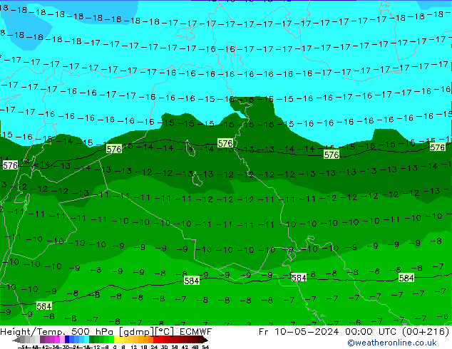 Z500/Rain (+SLP)/Z850 ECMWF  10.05.2024 00 UTC