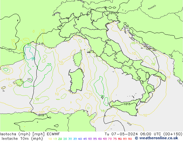 Isotachs (mph) ECMWF mar 07.05.2024 06 UTC