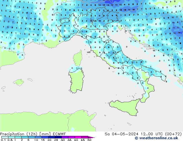 Precipitation (12h) ECMWF Sa 04.05.2024 00 UTC