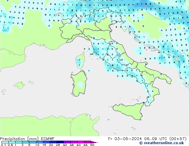 Precipitation ECMWF Fr 03.05.2024 09 UTC