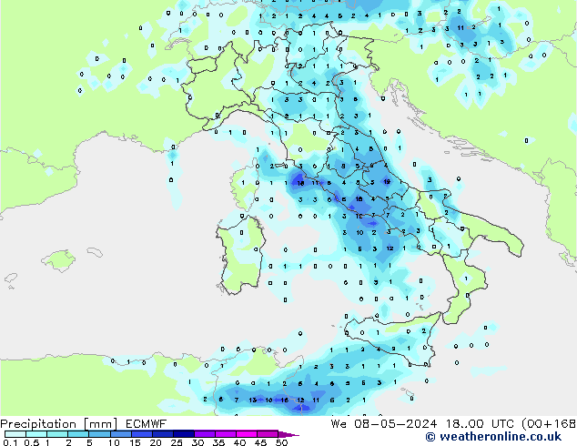 Niederschlag ECMWF Mi 08.05.2024 00 UTC