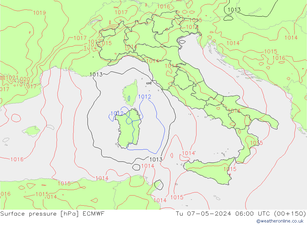 Pressione al suolo ECMWF mar 07.05.2024 06 UTC