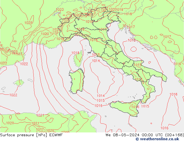 Pressione al suolo ECMWF mer 08.05.2024 00 UTC