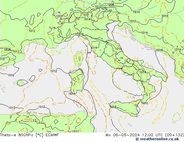 Theta-e 850hPa ECMWF Po 06.05.2024 12 UTC