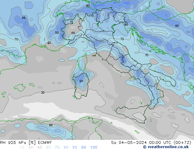 RH 925 hPa ECMWF Sa 04.05.2024 00 UTC