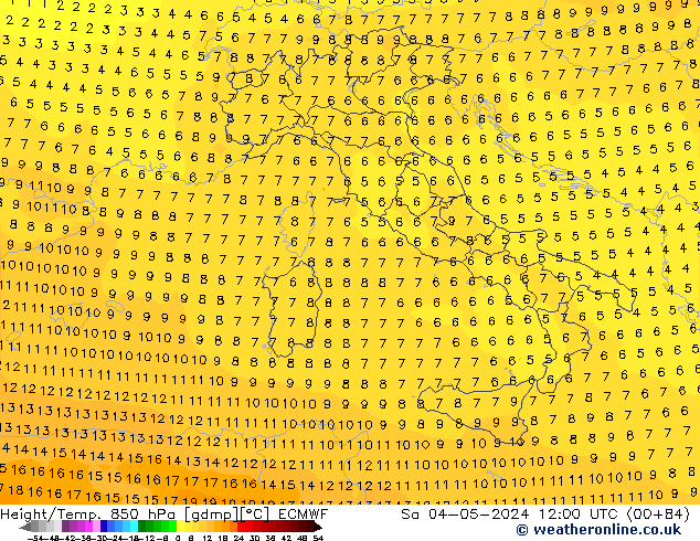 Z500/Rain (+SLP)/Z850 ECMWF so. 04.05.2024 12 UTC