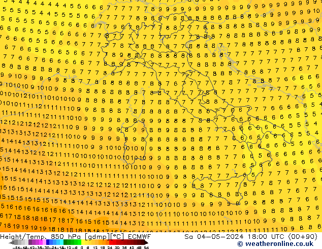 Z500/Rain (+SLP)/Z850 ECMWF Sa 04.05.2024 18 UTC