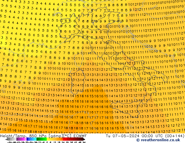 Z500/Regen(+SLP)/Z850 ECMWF di 07.05.2024 00 UTC