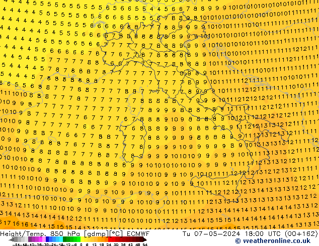 Z500/Rain (+SLP)/Z850 ECMWF Ter 07.05.2024 18 UTC