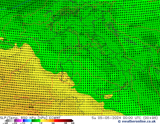 850 hPa Yer Bas./Sıc ECMWF Paz 05.05.2024 00 UTC