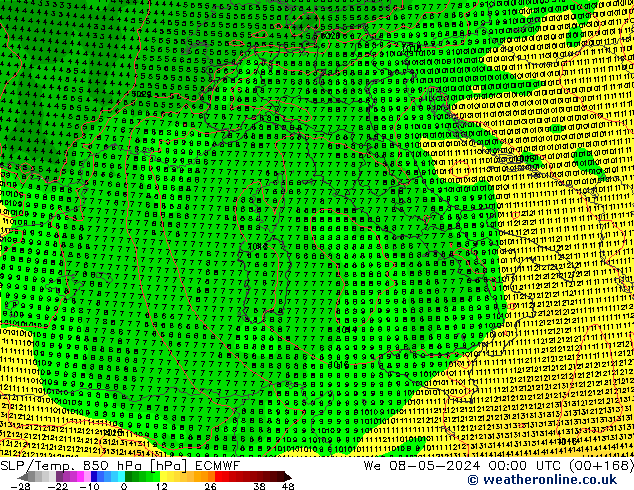 SLP/Temp. 850 hPa ECMWF  08.05.2024 00 UTC