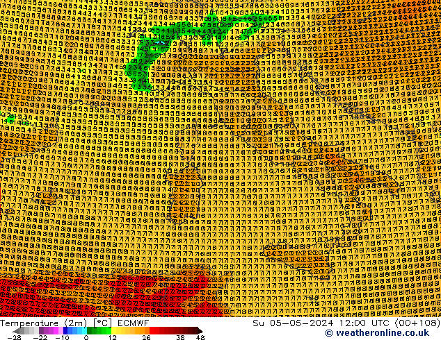 Temperatura (2m) ECMWF dom 05.05.2024 12 UTC