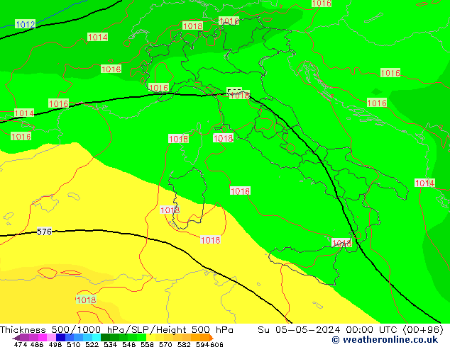 500-1000 hPa Kalınlığı ECMWF Paz 05.05.2024 00 UTC