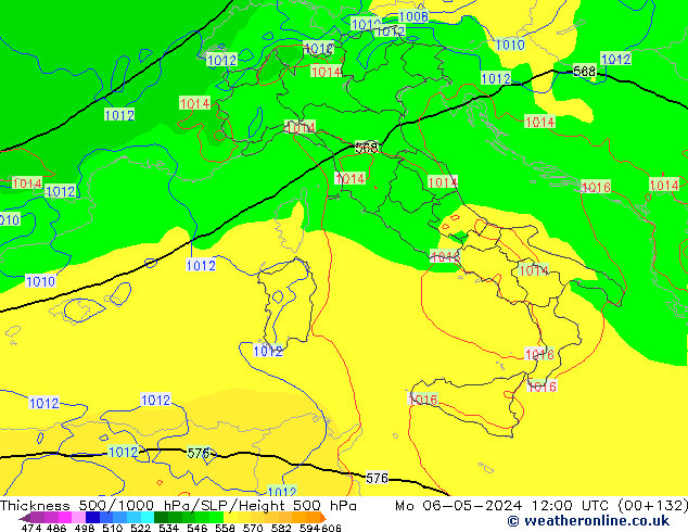 Thck 500-1000hPa ECMWF Mo 06.05.2024 12 UTC