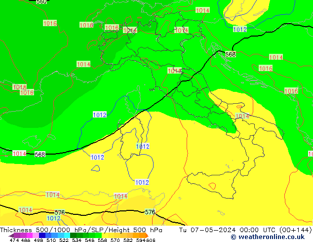 Thck 500-1000hPa ECMWF mar 07.05.2024 00 UTC