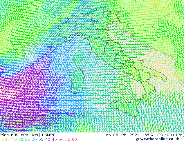 Wind 500 hPa ECMWF Mo 06.05.2024 18 UTC