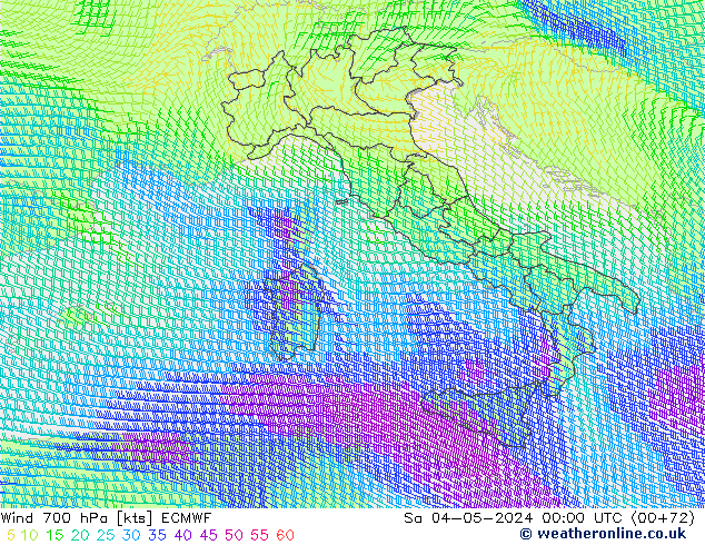 Wind 700 hPa ECMWF Sa 04.05.2024 00 UTC