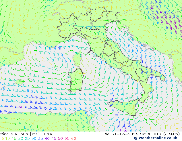 Viento 900 hPa ECMWF mié 01.05.2024 06 UTC