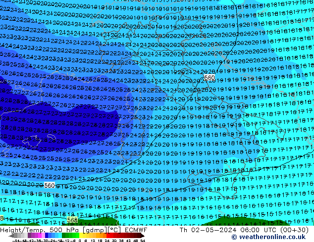 Z500/Yağmur (+YB)/Z850 ECMWF Per 02.05.2024 06 UTC