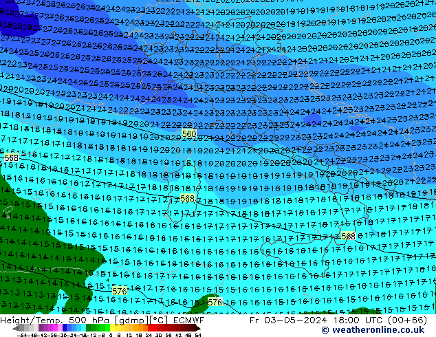 Z500/Yağmur (+YB)/Z850 ECMWF Cu 03.05.2024 18 UTC