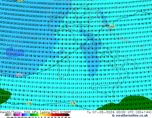 Height/Temp. 500 hPa ECMWF  07.05.2024 00 UTC