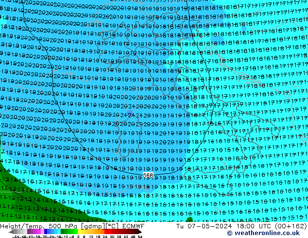 Height/Temp. 500 hPa ECMWF Tu 07.05.2024 18 UTC