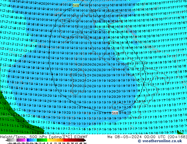 Z500/Rain (+SLP)/Z850 ECMWF We 08.05.2024 00 UTC