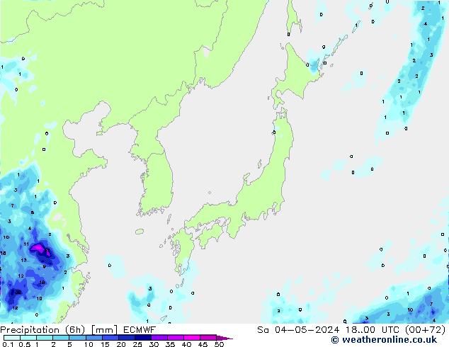 Precipitation (6h) ECMWF Sa 04.05.2024 00 UTC