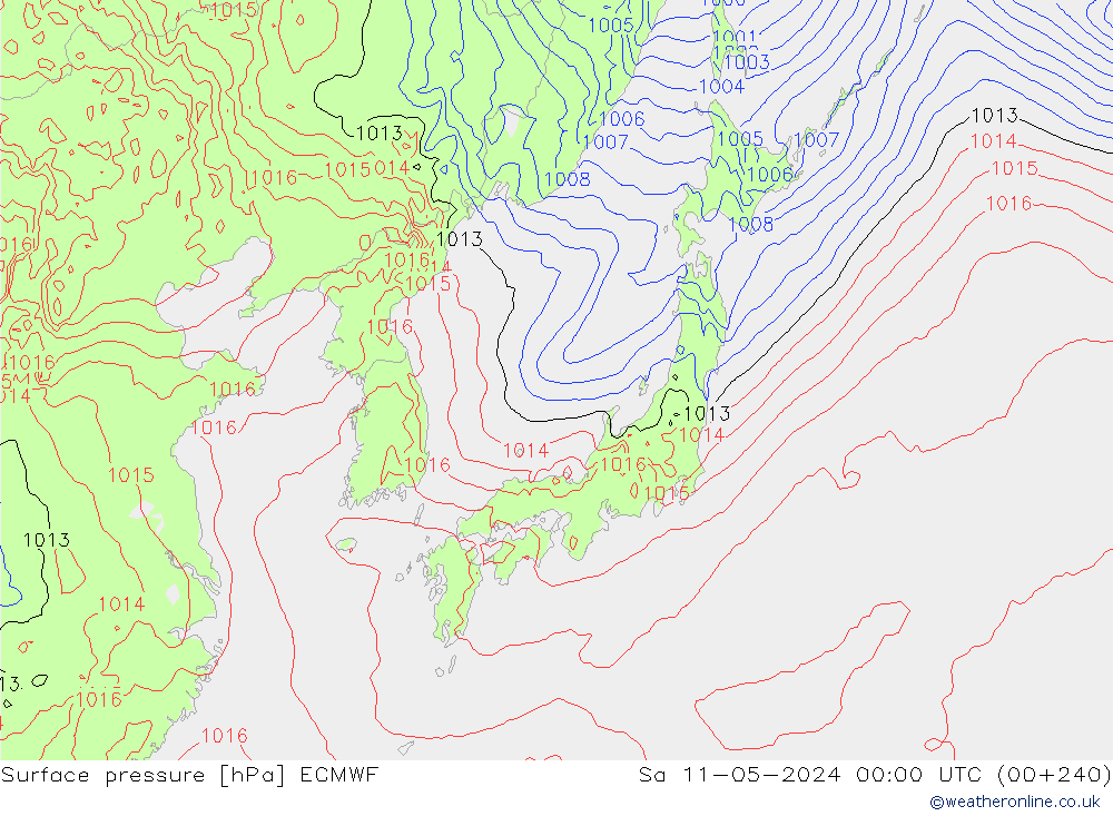 Presión superficial ECMWF sáb 11.05.2024 00 UTC