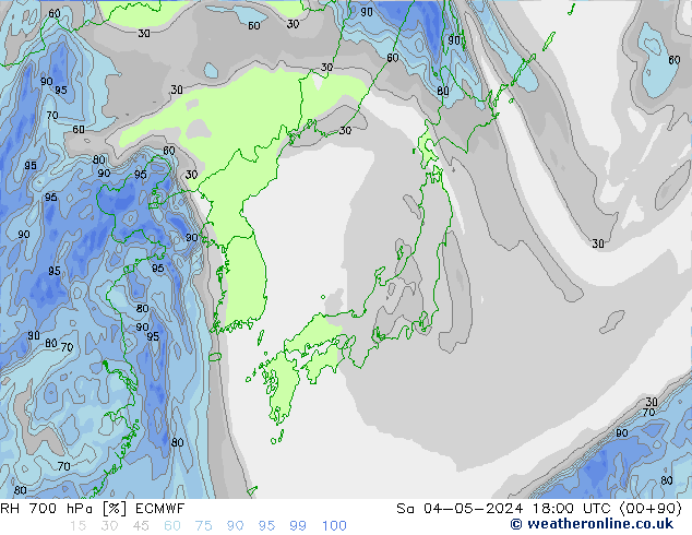 RH 700 hPa ECMWF Sa 04.05.2024 18 UTC