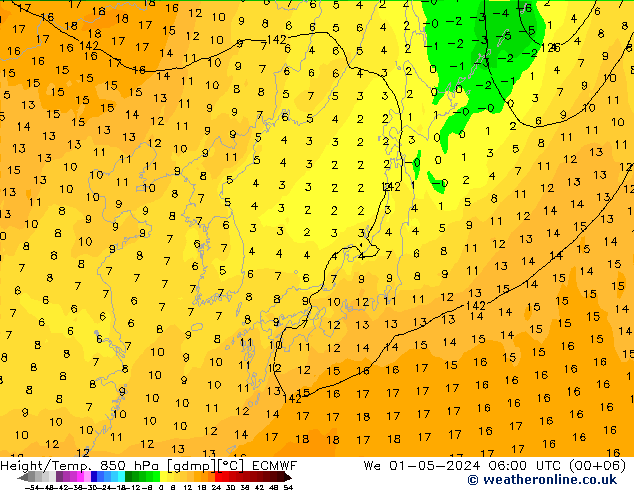 Z500/Rain (+SLP)/Z850 ECMWF Qua 01.05.2024 06 UTC