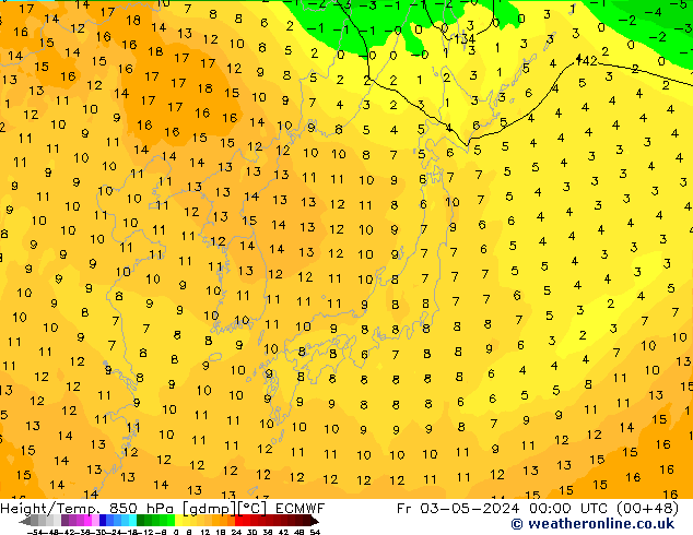 Z500/Rain (+SLP)/Z850 ECMWF Sex 03.05.2024 00 UTC