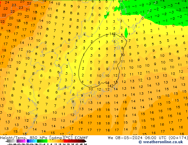 Z500/Rain (+SLP)/Z850 ECMWF St 08.05.2024 06 UTC