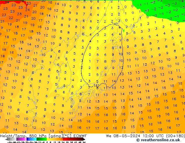 Z500/Rain (+SLP)/Z850 ECMWF mié 08.05.2024 12 UTC