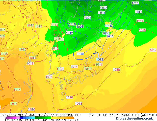 Thck 850-1000 hPa ECMWF  11.05.2024 00 UTC