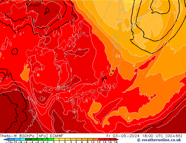 Theta-W 850hPa ECMWF ven 03.05.2024 18 UTC