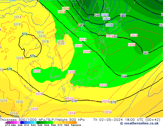 500-1000 hPa Kalınlığı ECMWF Per 02.05.2024 18 UTC