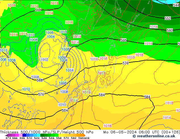 Dikte 500-1000hPa ECMWF ma 06.05.2024 06 UTC