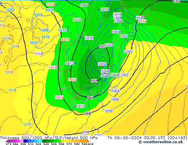 Thck 500-1000hPa ECMWF  09.05.2024 00 UTC