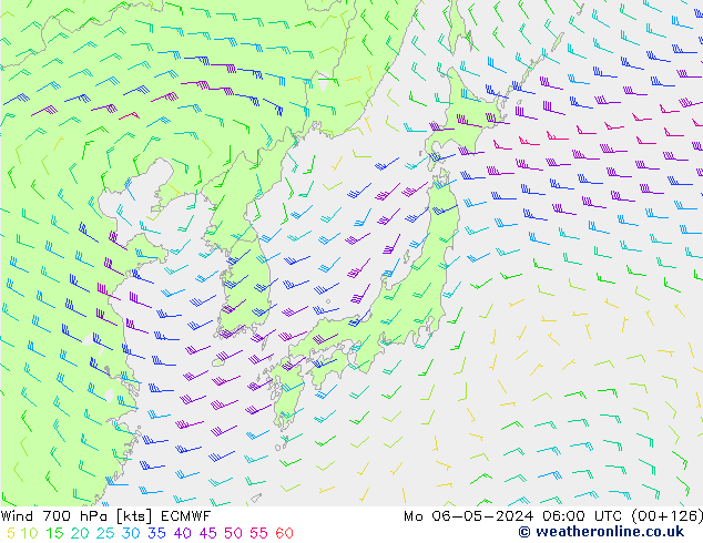 Wind 700 hPa ECMWF Mo 06.05.2024 06 UTC