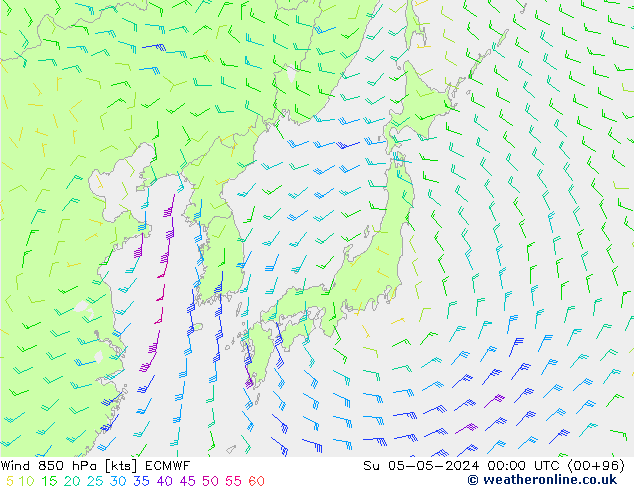 Wind 850 hPa ECMWF Ne 05.05.2024 00 UTC