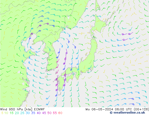 Wind 950 hPa ECMWF ma 06.05.2024 06 UTC