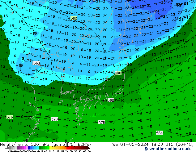 Z500/Rain (+SLP)/Z850 ECMWF St 01.05.2024 18 UTC