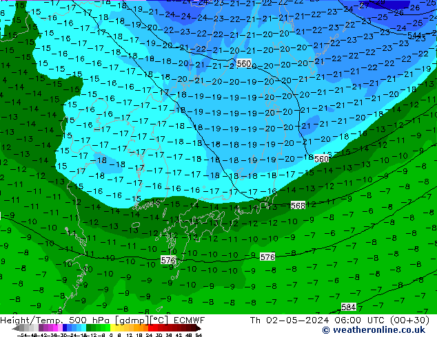 Z500/Regen(+SLP)/Z850 ECMWF do 02.05.2024 06 UTC