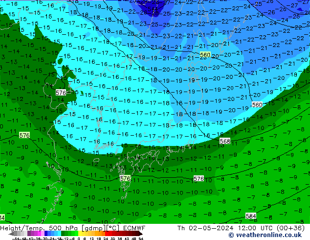 Z500/Rain (+SLP)/Z850 ECMWF чт 02.05.2024 12 UTC