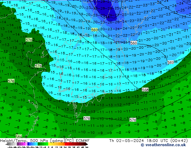 Z500/Rain (+SLP)/Z850 ECMWF  02.05.2024 18 UTC